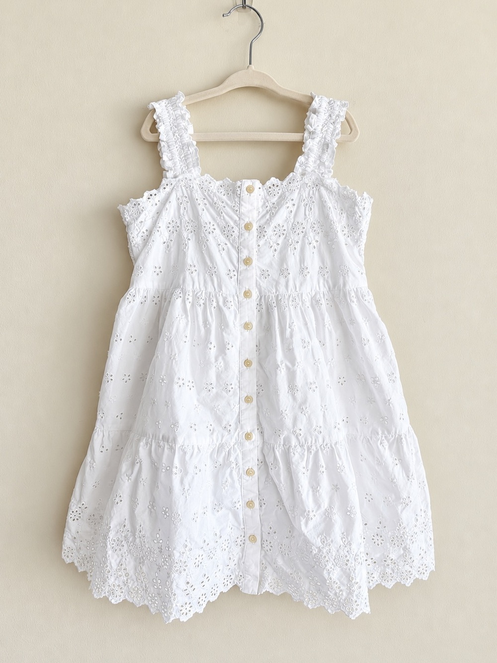 Gap x DÔEN Girls White Eyelet Embroidered Cotton Dress Size S 6-7Y